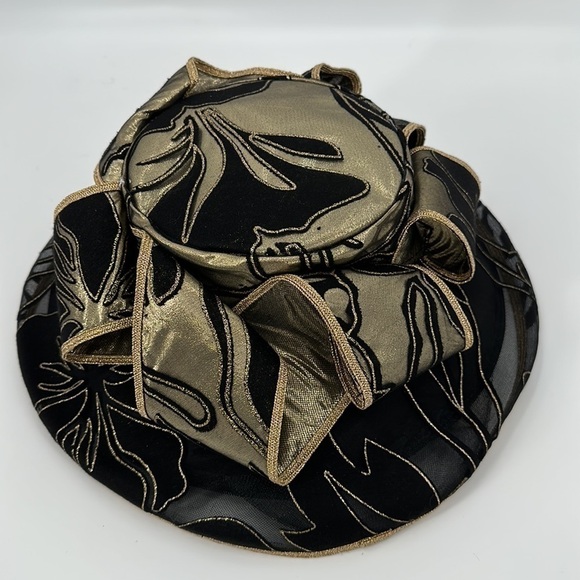 Ms. Divine Gold & Black Brimmed Church Hat NWT - Picture 2 of 6